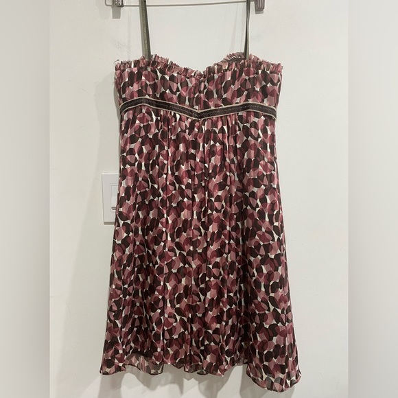 BCBG Maxazaria Petites Silk Straps orStrapless Ruffles Beads Lined Dress size 4 - Picture 9 of 16